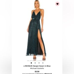 Michael Costello x Revolve Metallic Green/Blue dress